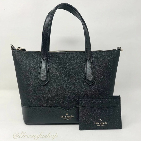 NEW KATE SPADE GLITTER SATCHEL & SLIM CARD HOLDER